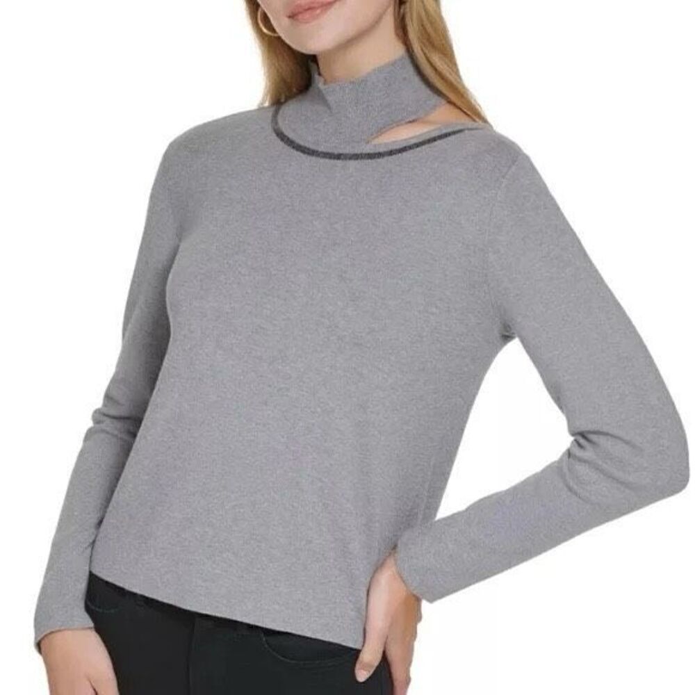 Calvin Klein Cut Out Sweater With Sequin Trim Size Medium
